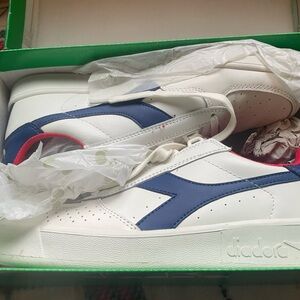 Diadora White and Blue B. Elite Sneakers